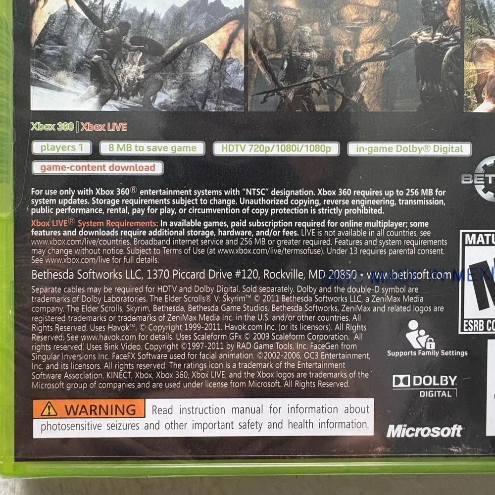 X360 The Elder Scrolls V: Skyrim. New never opened. Factory sealed  first print